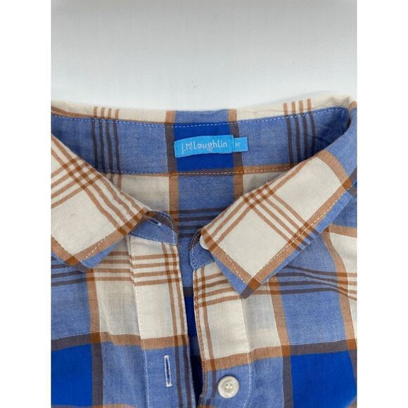 J. McLaughlin Tunic For Women Plaid Pattern Collared 3/4 Buttons Sz M Long Sleev - Picture 4 of 6